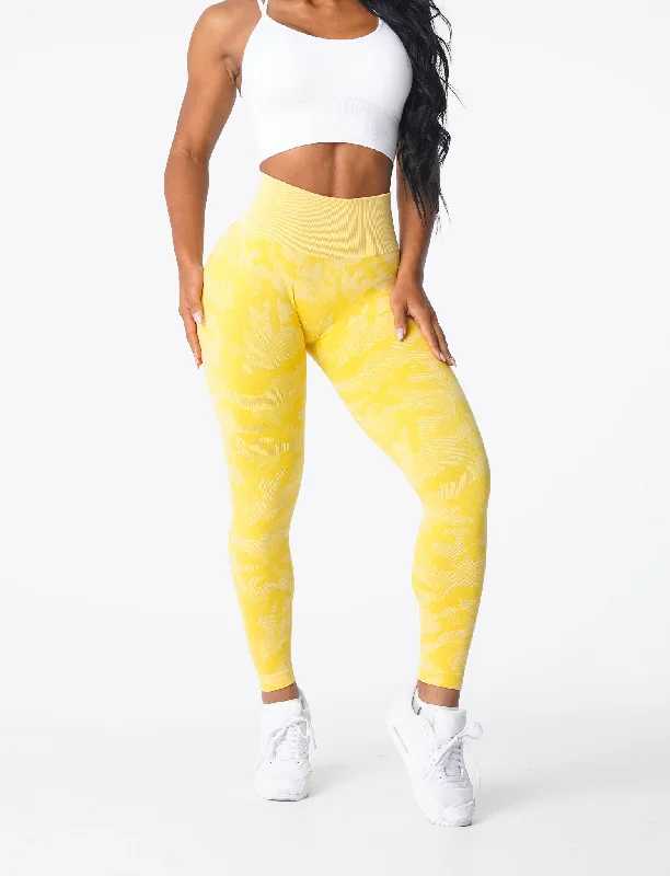 Sportswear/Tops coastal runs-Sunshine Yellow Camo Seamless Leggings