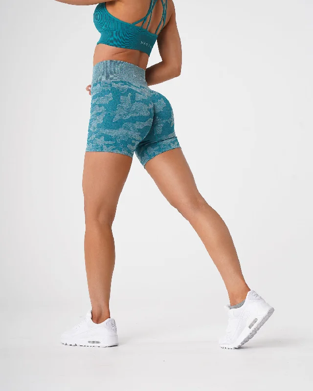 Sportswear/Tops fresh feel-Teal Camo Seamless Shorts