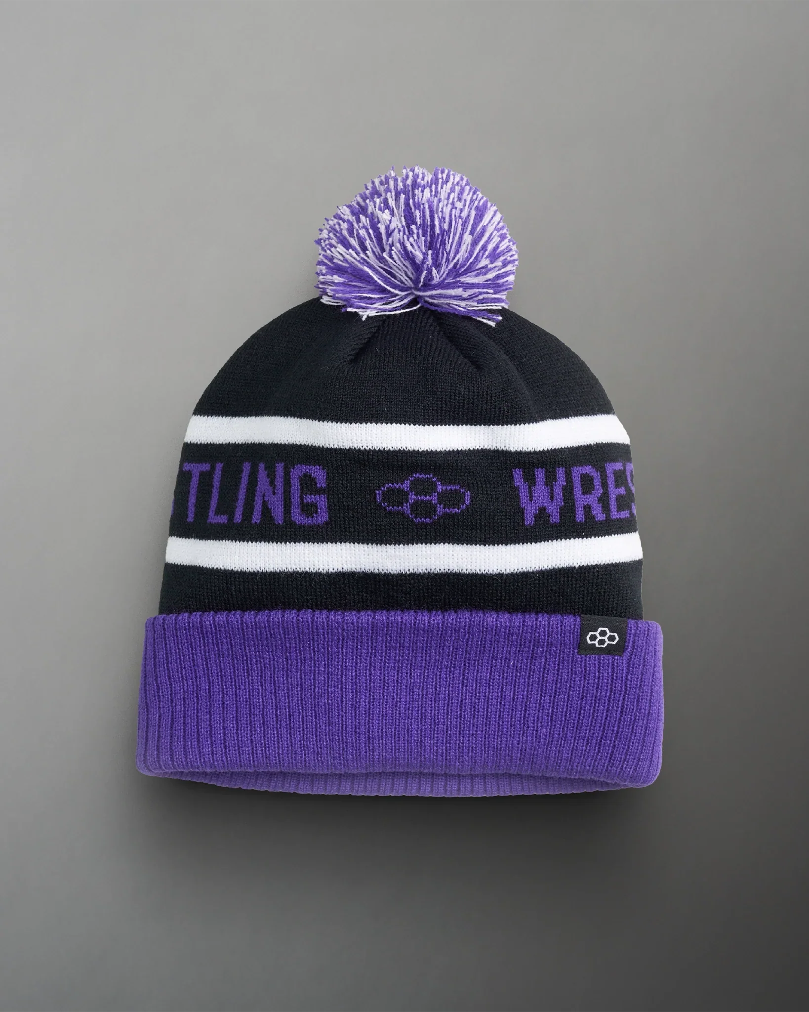 Team Wrestling Fold Over Beanie - Black/Purple/White