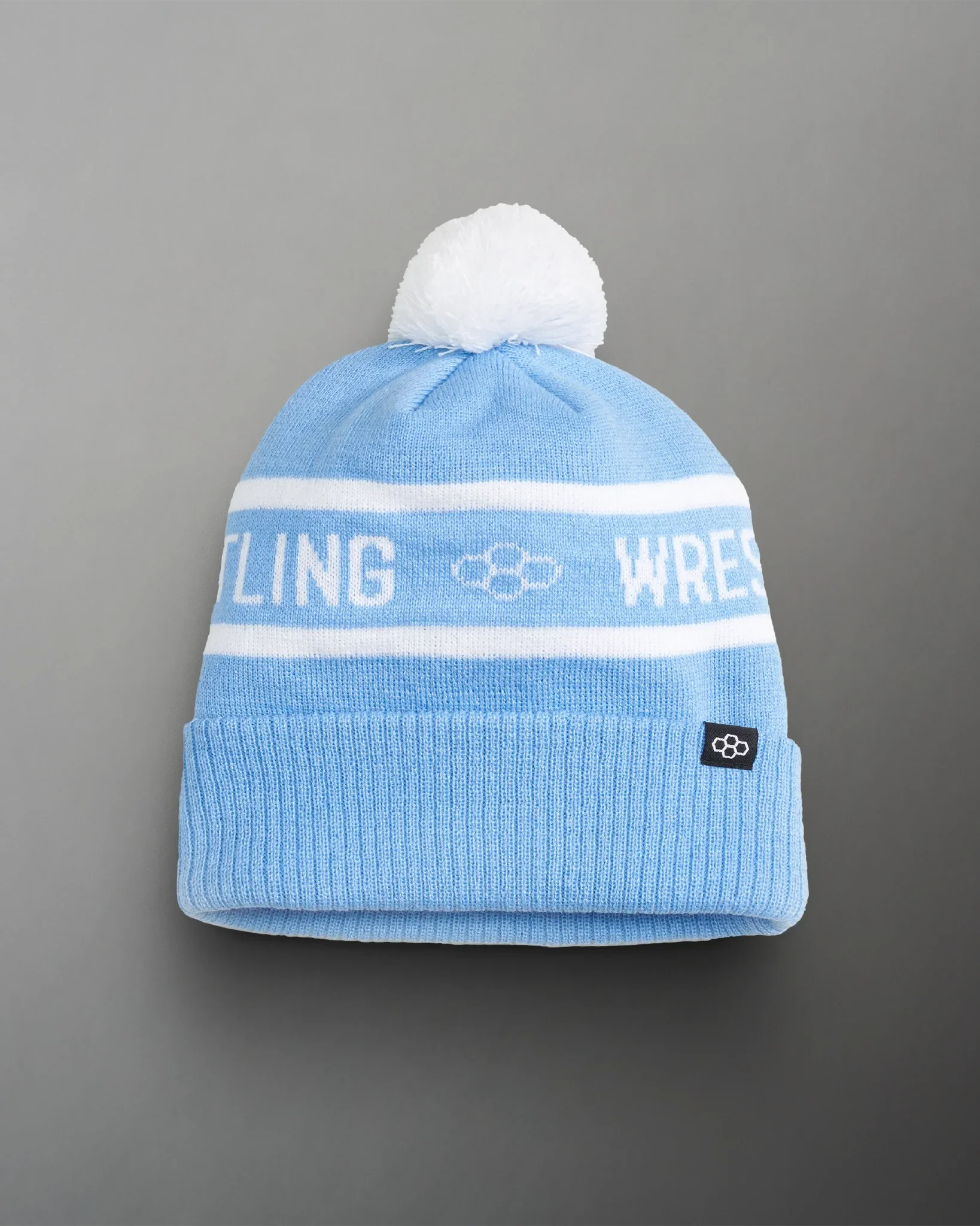 Team Wrestling Fold Over Beanie - Light Blue/White