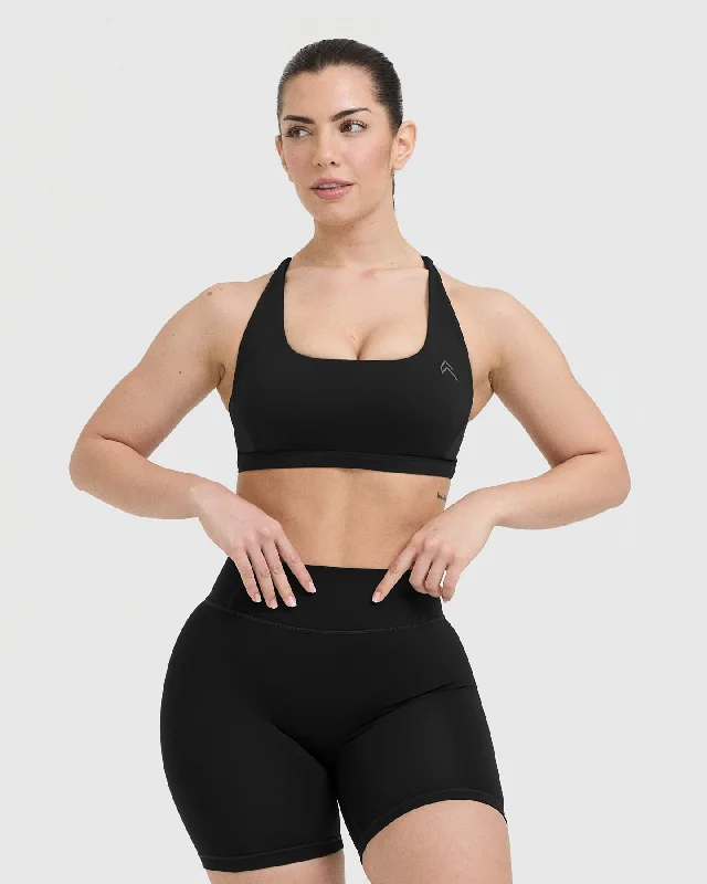 Sportswear/Tops slim down-Timeless Square Neck Sports Bra | Black