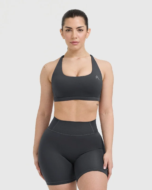 Sportswear/Tops care labels-Timeless Square Neck Sports Bra | Coal