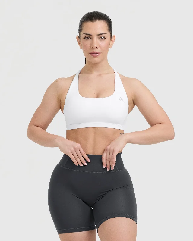 Sportswear/Tops muscle gain-Timeless Square Neck Sports Bra | White