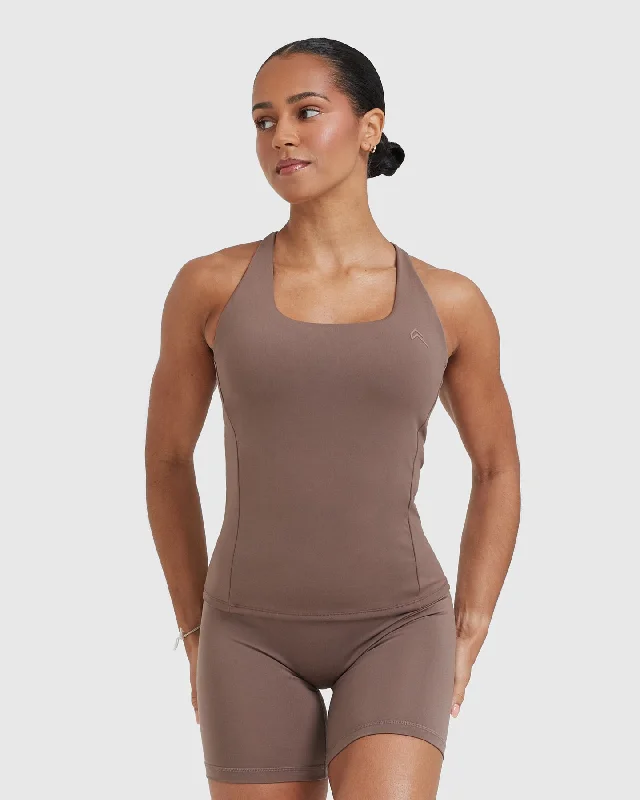 Sportswear/Tops power look-Timeless Square Neck Vest | Cool Brown