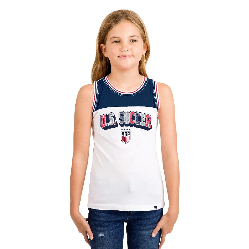 Girls New Era USWNT Mineral Wash White Tank