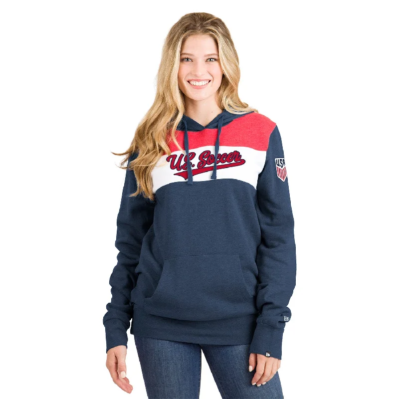 Women's New Era USMNT Bi-Blend Navy Fleece Pullover