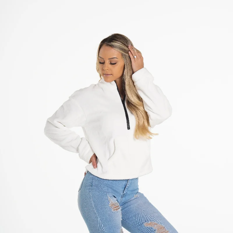 Sportswear/Tops premium quality-White Full Length Teddy Fleece