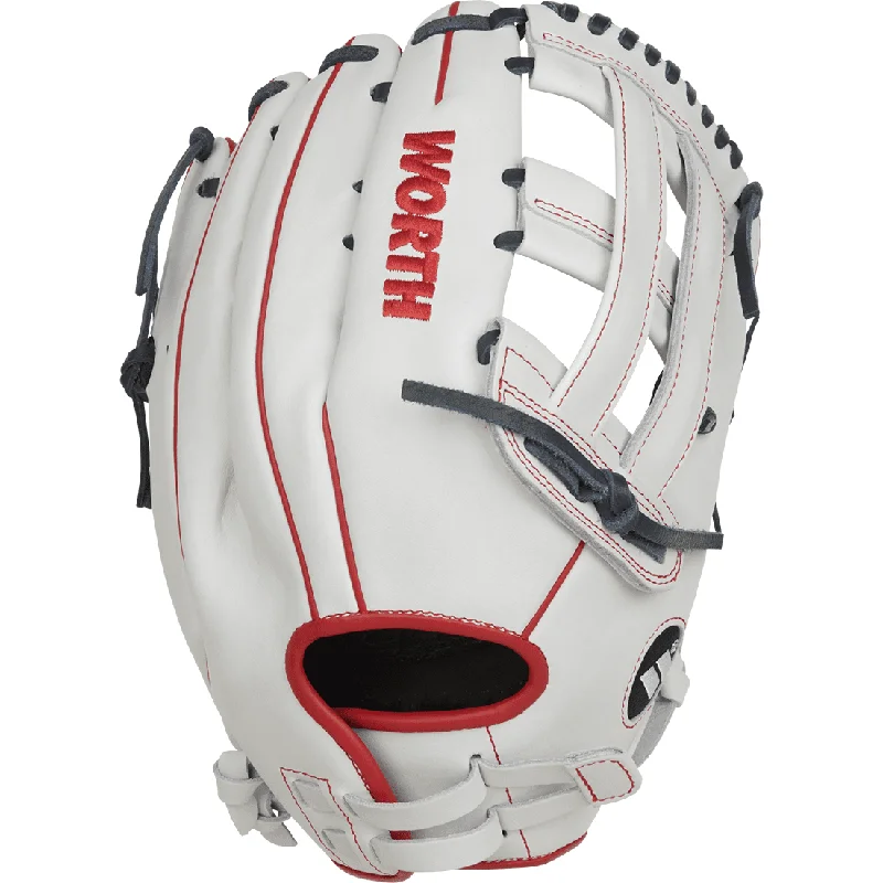 Fielding Gloves for fly balls-Worth Freedom Series White/Navy/Red 14" Slowpitch Softball Glove: WWF140-6WNS