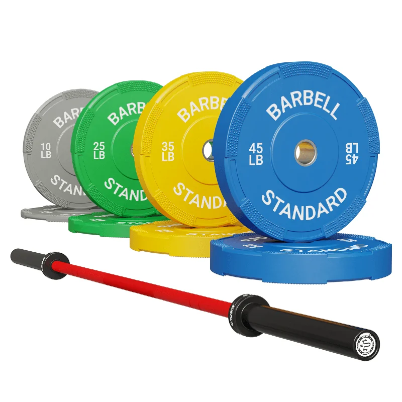 Barbell for women lifters-7FT Barbell & 230LBS Bumper/Iron Set