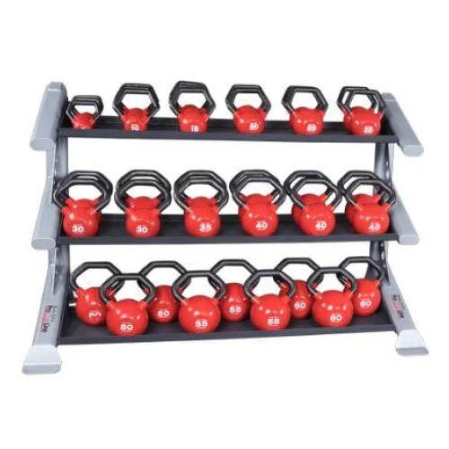 Kettlebell with protective coating-Body-Solid Pro Club Line 3 Tier Kettlebell Rack #SDKR1000KB