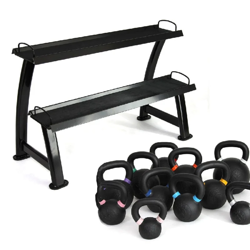 Kettlebell for athletic endurance palette-Cast Iron Kettlebell Set 9lb-40lb with Storage Rack