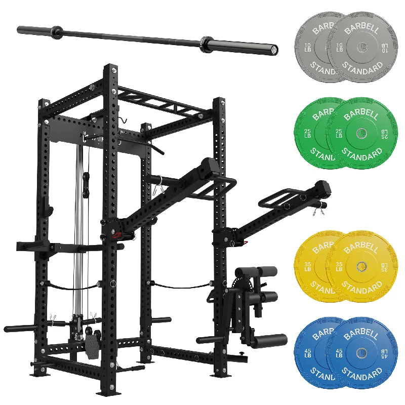 Barbell for chest strength-MIKOLO P5R Rack with Barbell and Weights Set