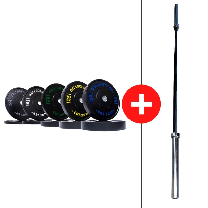 Barbell for bench power-Essentials Bumper Plate Barbell Packages