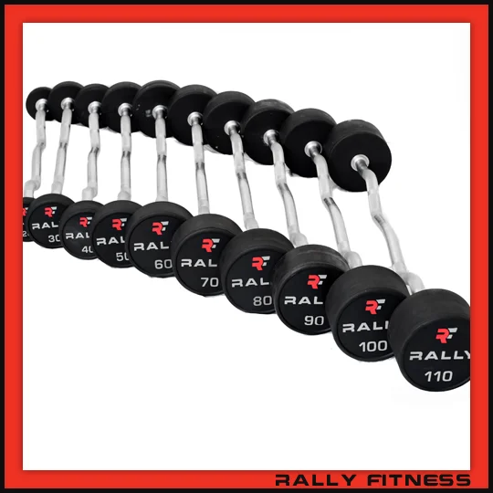 Barbell for deadlift workouts-Rally Fitness® Fixed Barbell Set with Curl Bar