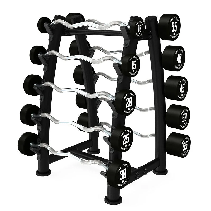 Barbell for leg strength-Fixed EZ CPU Barbell - 10 - 55KG Pack With Rack