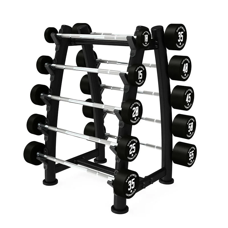 Barbell for home fitness setup-Fixed Straight CPU Barbell - 10 - 55KG Pack With Rack