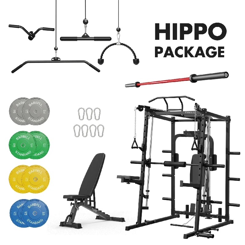 Multi-station home gym with padded cushions-MIKOLO Hippo Home Gym Package