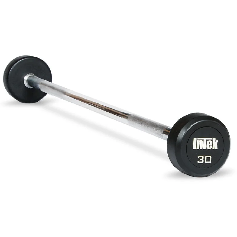 Barbell with polished finish-INTEK Champion Series Rubber Fixed Barbell 20-110 lbs