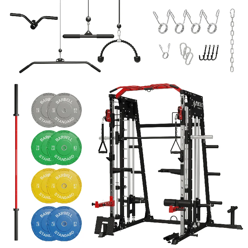 Barbell for powerlifting cleans-M4 Smith with Barbell and Weights Set