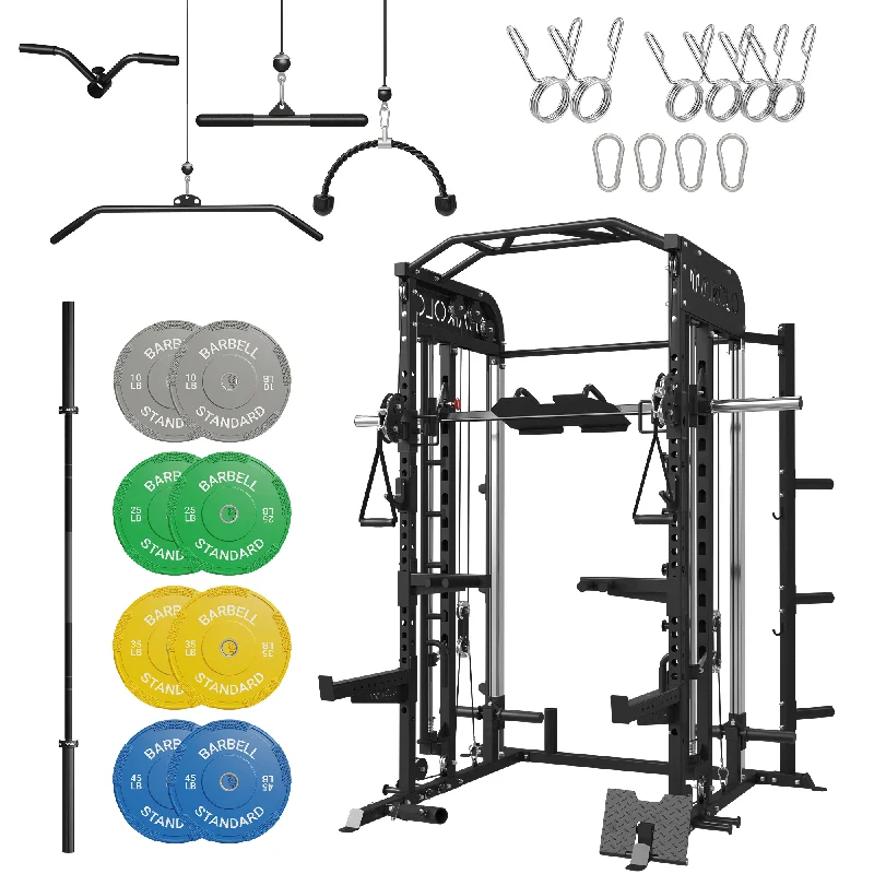 Barbell with solid build-M7 Smith with Barbell and Weights Set