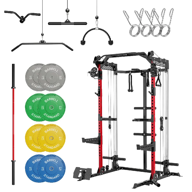 Barbell with black finish-MIKOLO HR05 Rack with Barbell and Weights Set