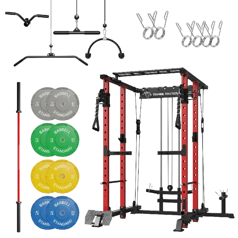 Barbell with satin finish-MIKOLO K3 Rack with Barbell and Weights Set