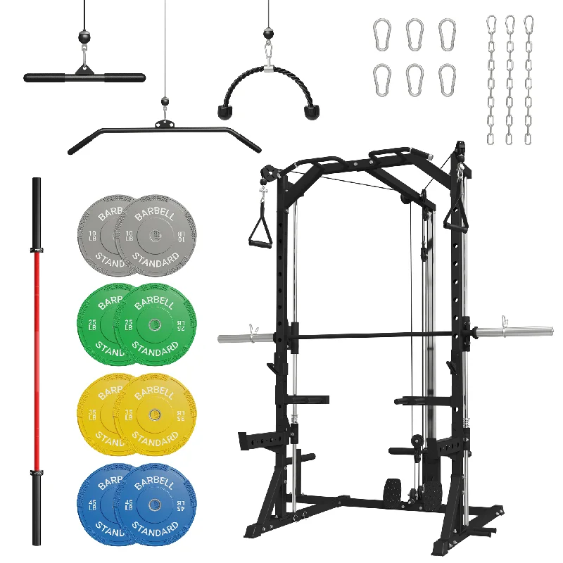 Barbell with adjustable collars-M1 Smith with Barbell and Weights Set