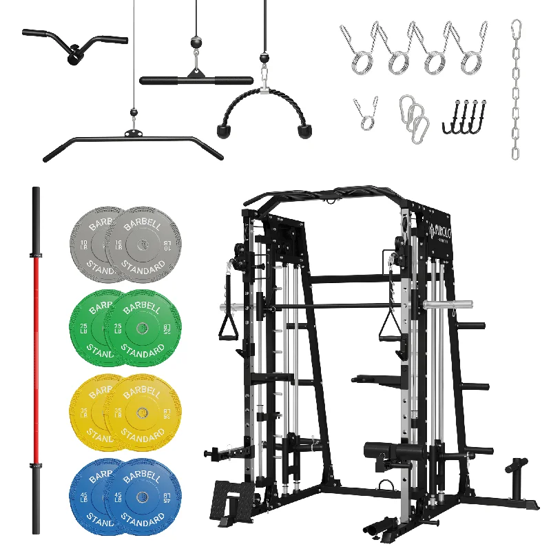 Barbell for home gym fitness-MIKOLO M4 Smith with Barbell and Weights Set