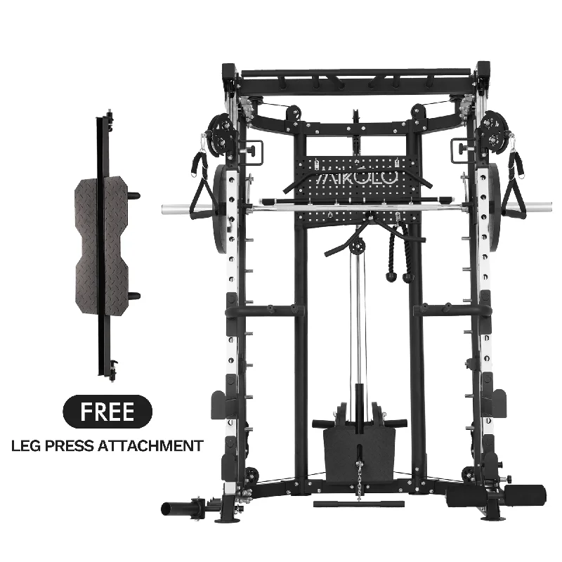 Multi-station home gym for space-saving gyms-MIKOLO TANK 1 COMMERCIAL 1:1 ALL-IN-ONE FUNCTIONAL TRAINER HOME GYM SMITH MACHINE