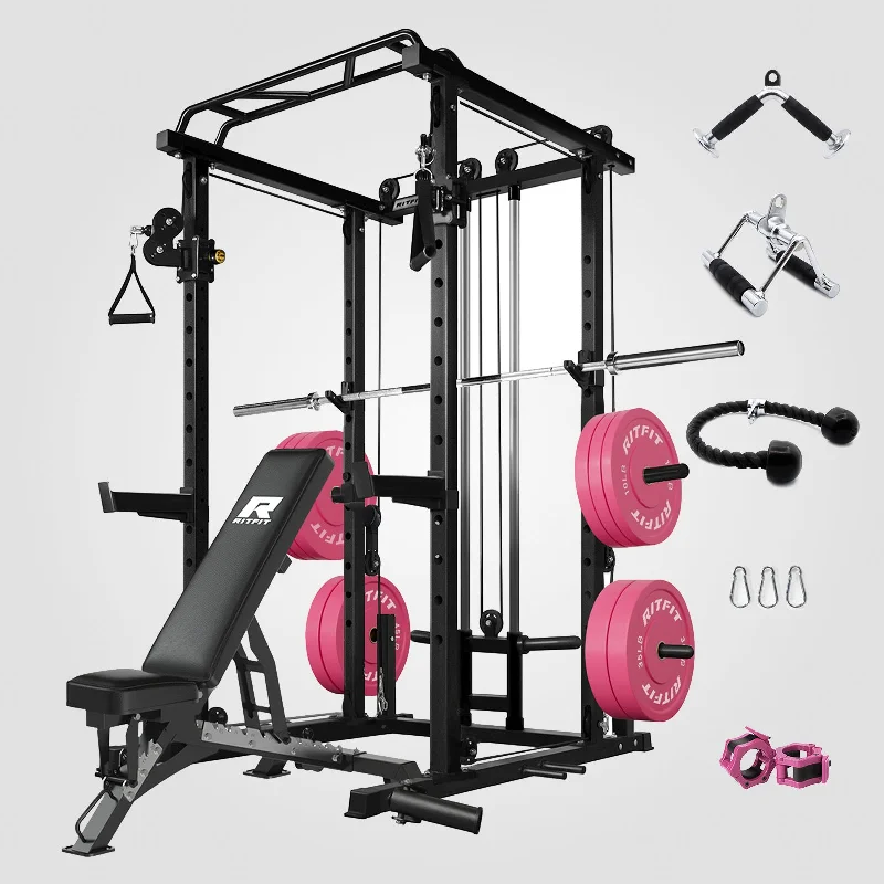 Multi-station home gym for daily fitness-RitFit P6 All-In-One Pink Home Gym Package