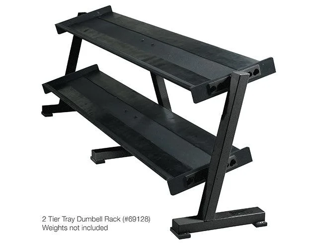 Barbell for muscle stamina-York Barbell Two-Tier Dumbbell Tray Rack -Black 69128