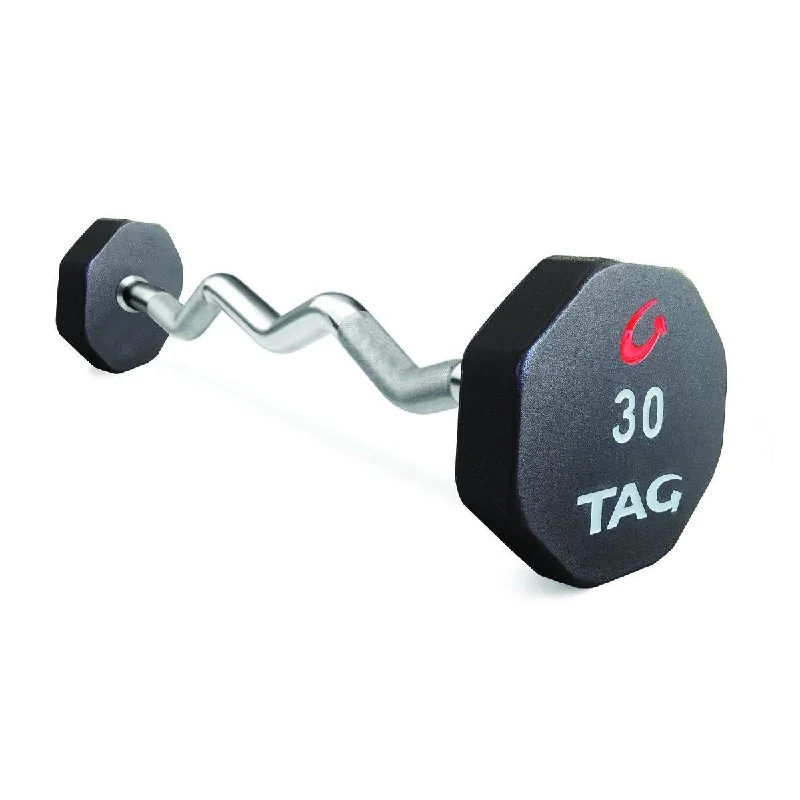 Barbell with sleek finish-TAG 8 Sided Premium Ultrathane EZ Curl Fixed Barbell Set 20-110 (10 Bars)