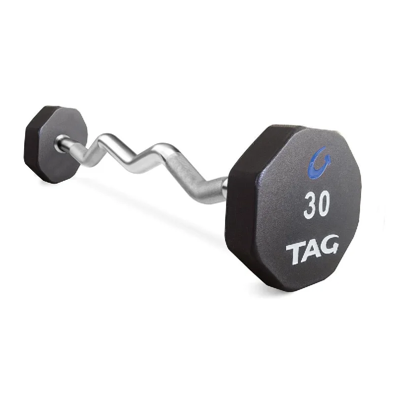 Barbell for functional power-TAG 8-Sided Virgin Rubber Fixed Barbell with EZ Bar Barbell Set 20-110 (10 Bars)