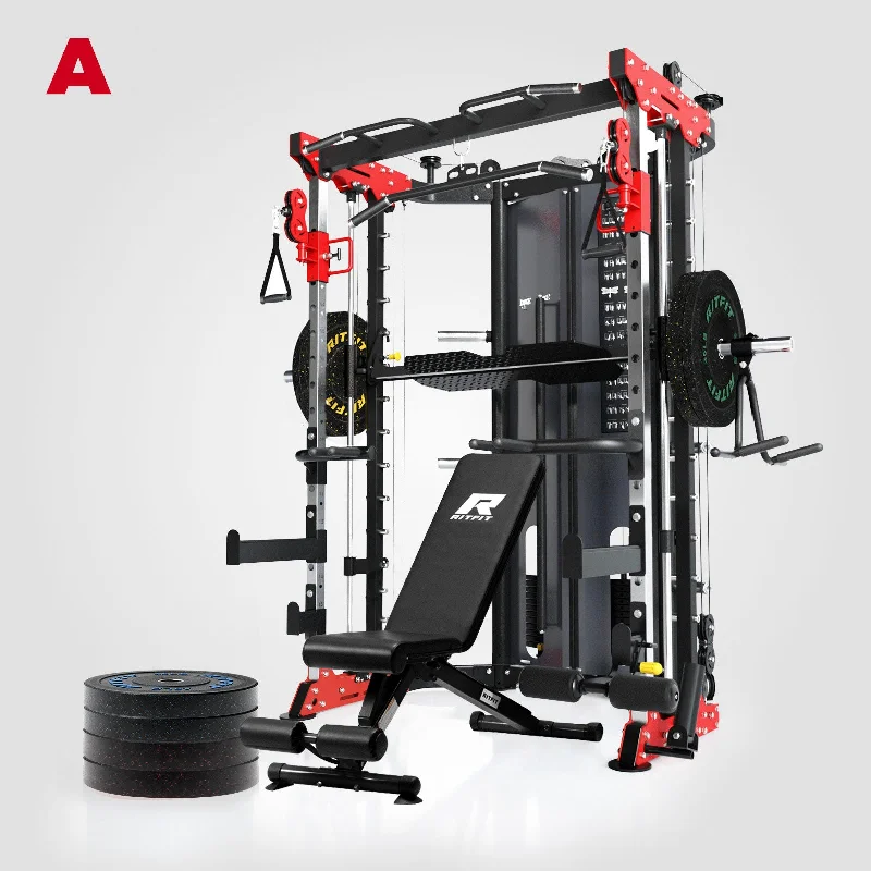 Multi-station home gym with versatile design-RitFit BPC05 Smith Machine Home Gym Package