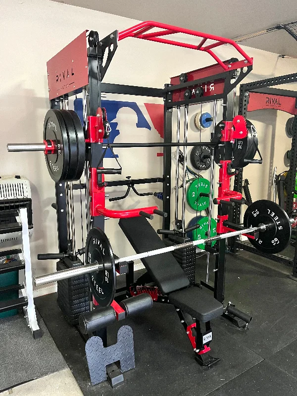 Multi-station home gym with adjustable arms-RIVAL Ultimate Home Gym Package