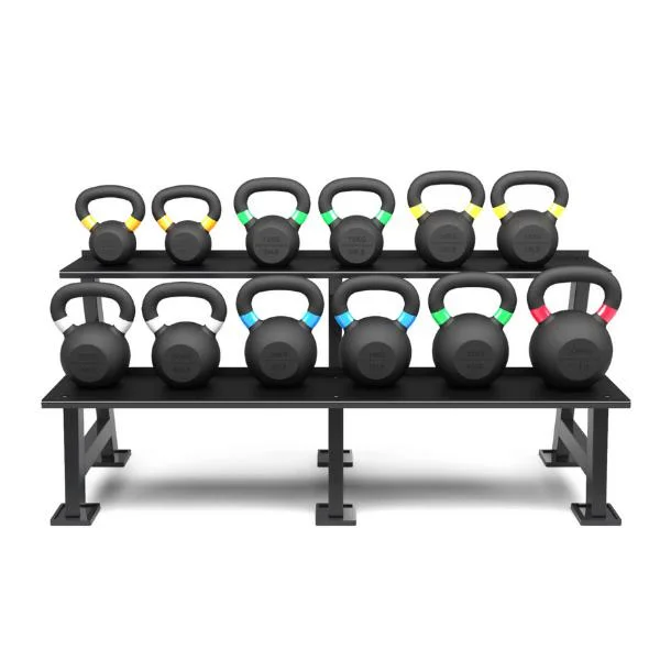 Kettlebell with vinyl finish-Synergee Kettlebell Set with Storage Rack