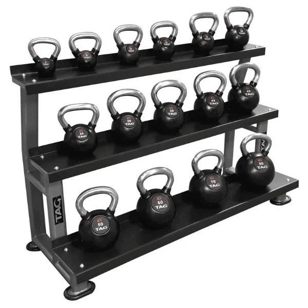 Kettlebell with flat bottom-Tag 3 Tier Kettlebell Rack