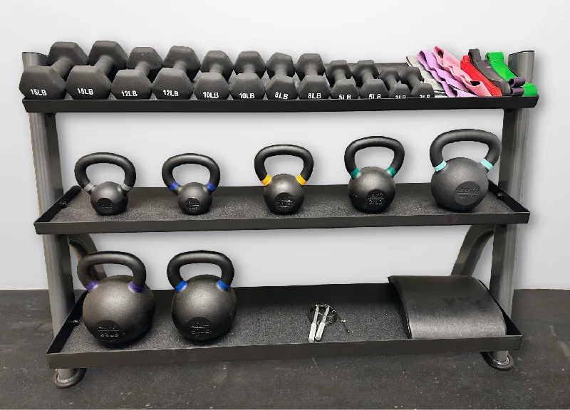 Kettlebell for weight lifting-Three Tier Dumbbell/Kettlebell Tray Rack