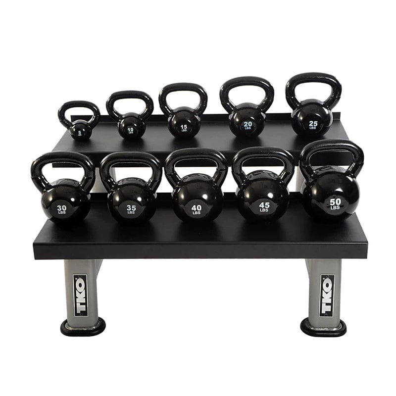 Kettlebell for muscle building-TKO 2 Tier Kettlebell Rack 859KR with Full Kettlebell Set