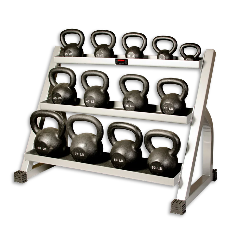 Kettlebell with ergonomic handle-YORK 3 Tier Kettlebell Rack