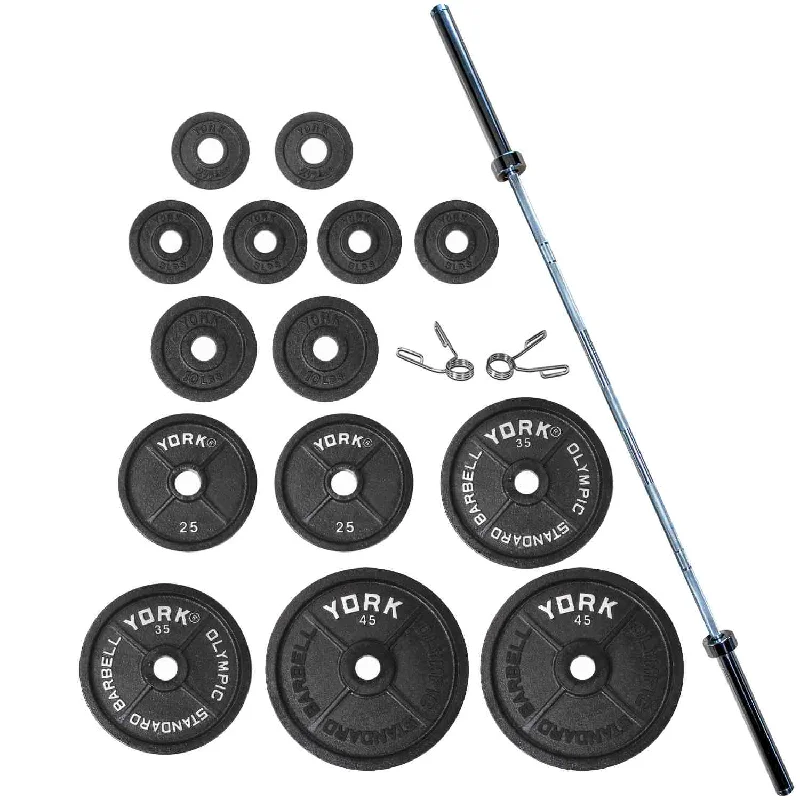 Barbell for compact endurance-York Barbell Legacy Cast Iron Milled Olympic Weight Plate Set