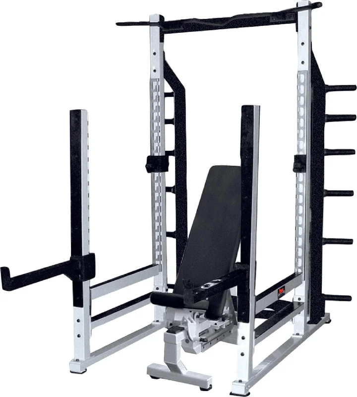 Barbell with easy spin-York Barbell STS Multi-Function Power Squat Rack